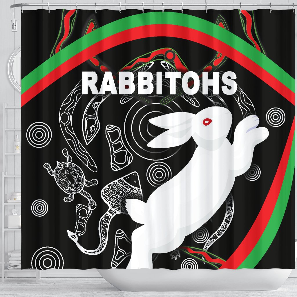 rabbitohs-shower-curtain-indigenous-mystery-vibes