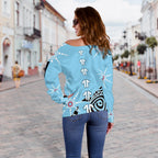 Sharks Women's Off Shoulder Sweater Sky Blue - Vibe Hoodie
