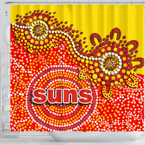 gold-coast-shower-curtain-sun-aboriginal