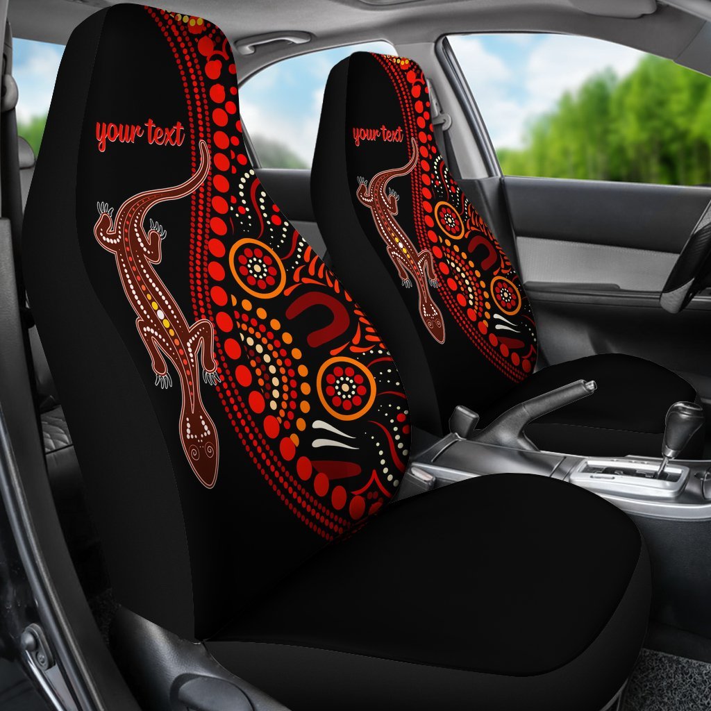 aboriginal-personalised-car-seat-covers-aboriginal-lizard-with-dot-painting-pattern