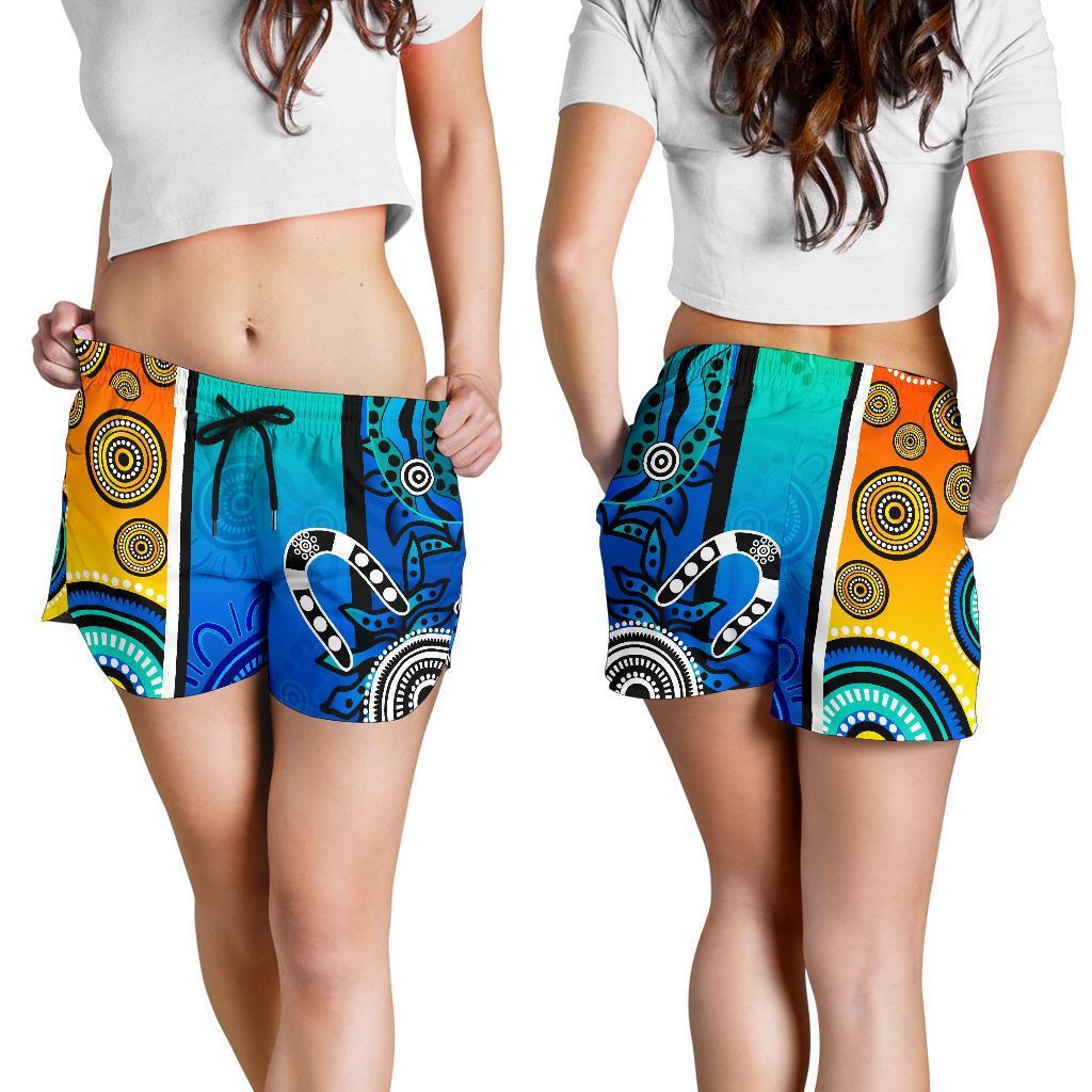 Aboriginal Women's Shorts  - Indigenous Turtle Dot Painting Art - Vibe Hoodie