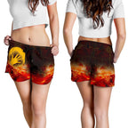Aboriginal Women's Shorts - Indigenous Flag Hand Art - Vibe Hoodie