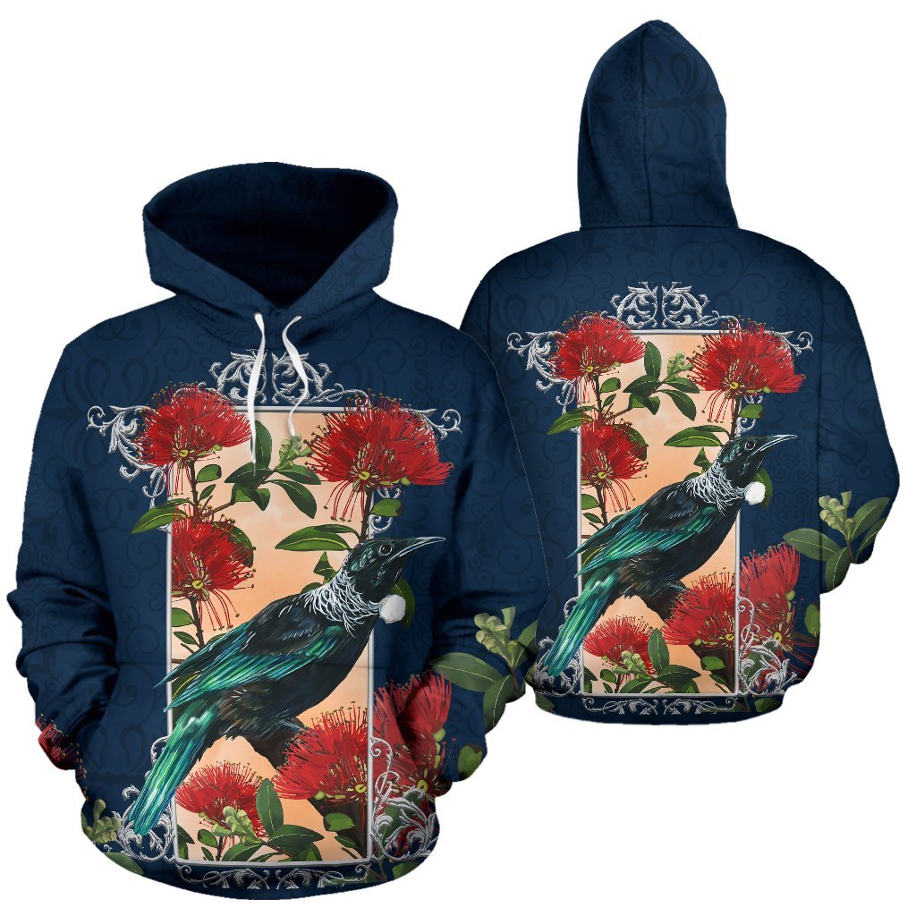 tui-and-pohutukawa-new-zealand-hoodie