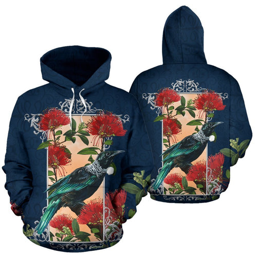 tui-and-pohutukawa-new-zealand-hoodie