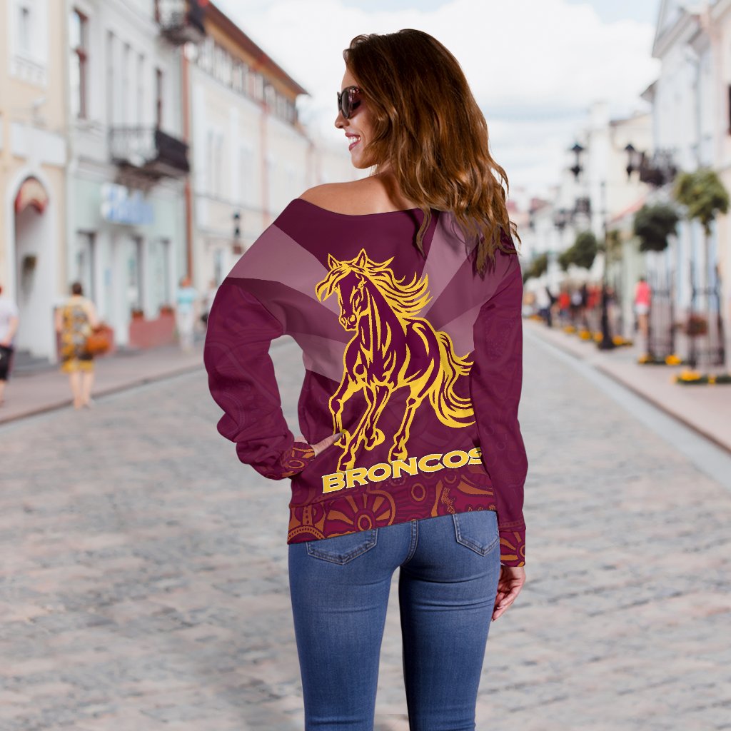Brisbane Broncos Indigenous Women Off Shoulder Sweater - Vibe Hoodie