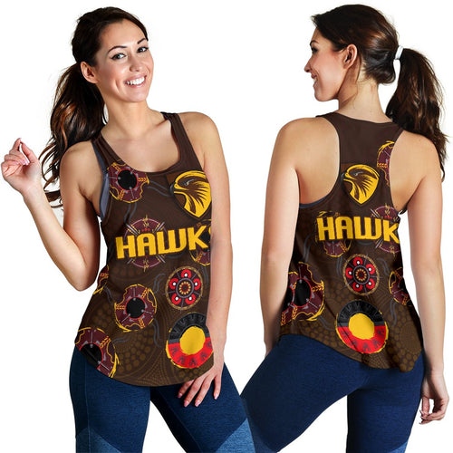 Hawthorn Women Racerback Tank Hawks Indigenous - Brown - Vibe Hoodie
