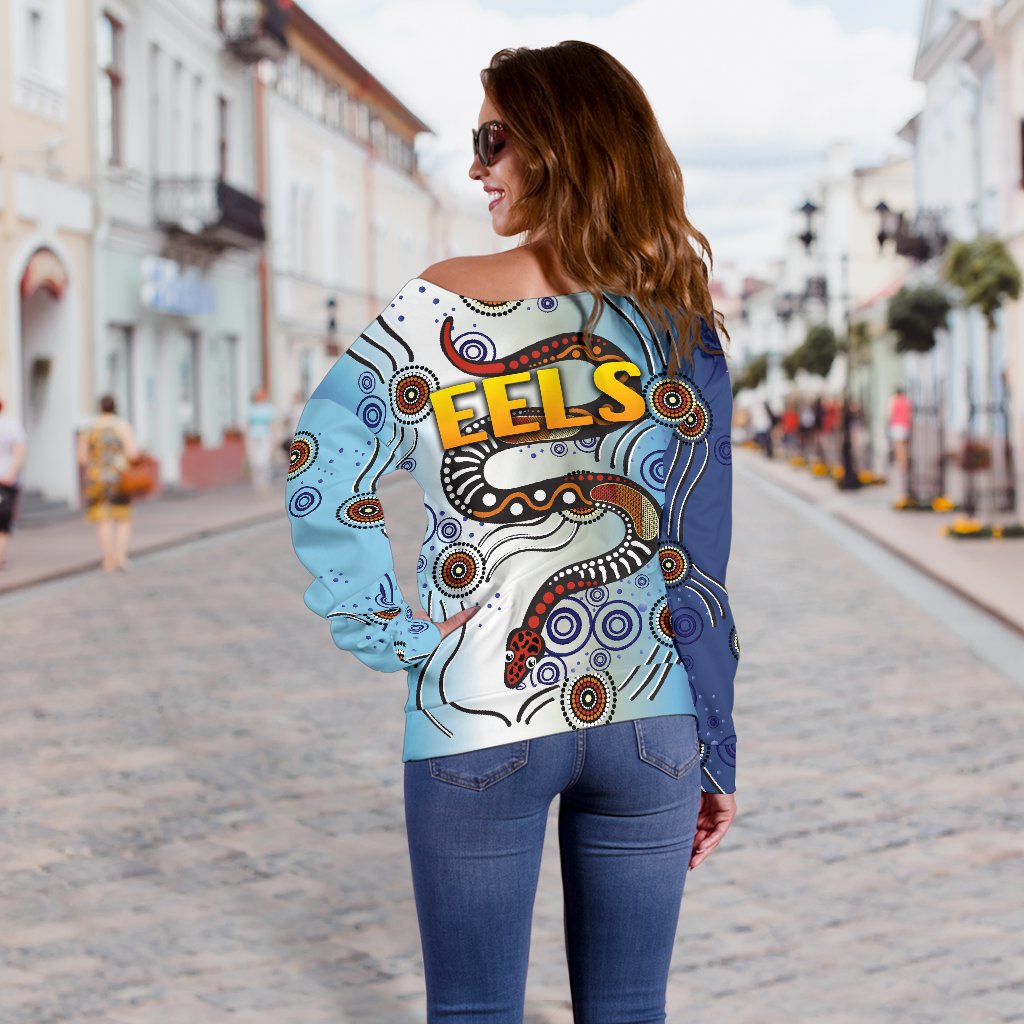 Parramatta Women Off Shoulder Sweater Eels Simple Indigenous - Vibe Hoodie