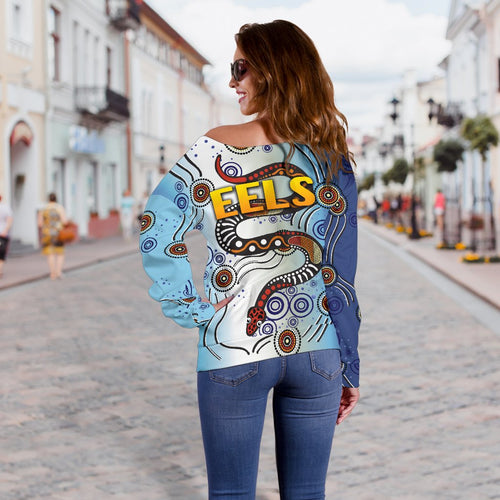 Parramatta Women Off Shoulder Sweater Eels Simple Indigenous - Vibe Hoodie