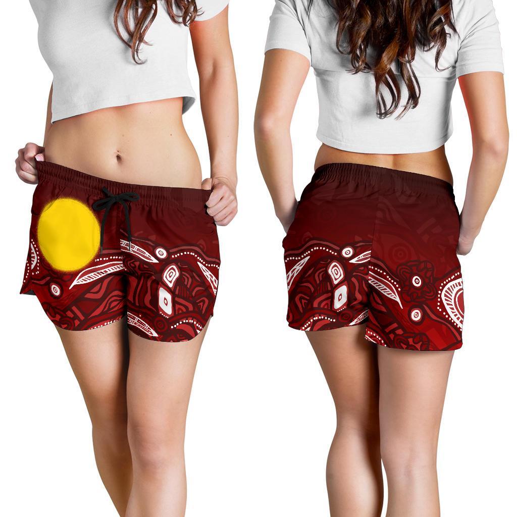 Aboriginal Women's Shorts - Red Landscape - Vibe Hoodie