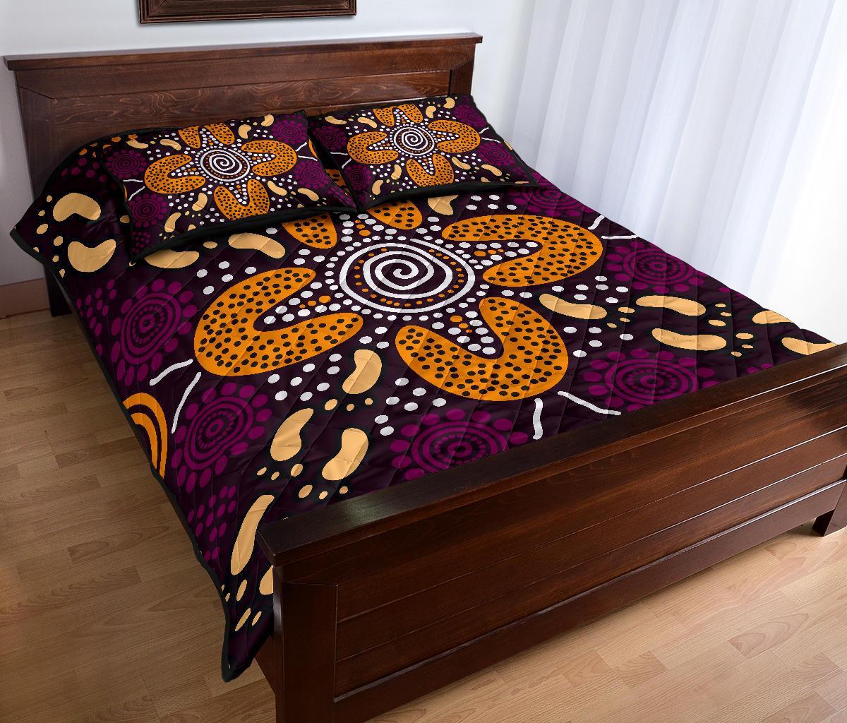 aboriginal-quilt-bed-set-flowers-dot-panting-art