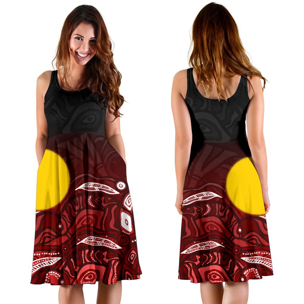 Aboriginal Midi Dress - Red Landscape - Vibe Hoodie