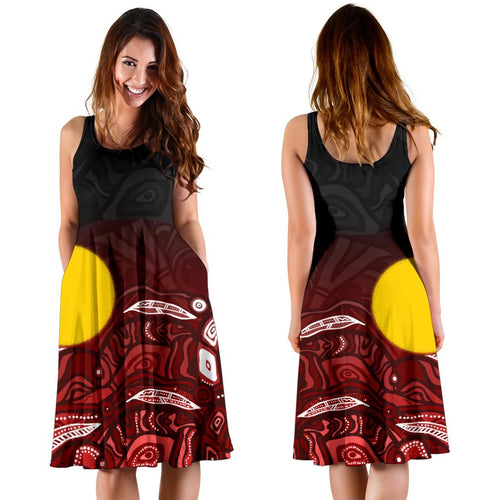 Aboriginal Midi Dress - Red Landscape - Vibe Hoodie
