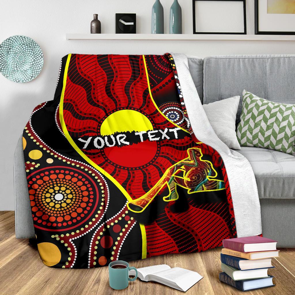 custom-premium-blanket-australia-aboriginal-dots-with-didgeridoo