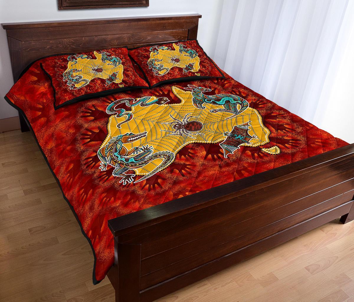 custom-aboriginal-quilt-bed-set-australia-map-hand-patterns-spider-web