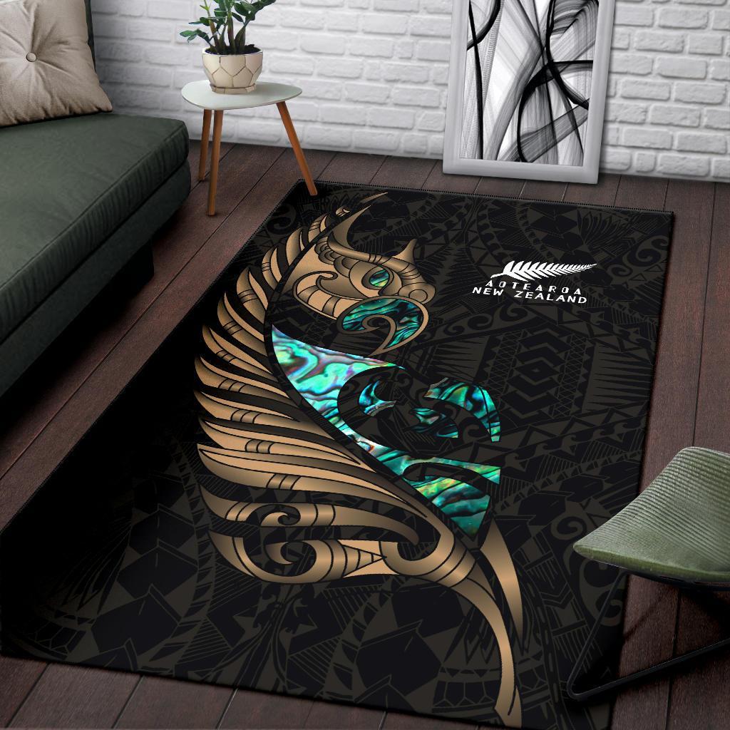 new-zealand-area-rug-manaia-paua-fern-wing-gold