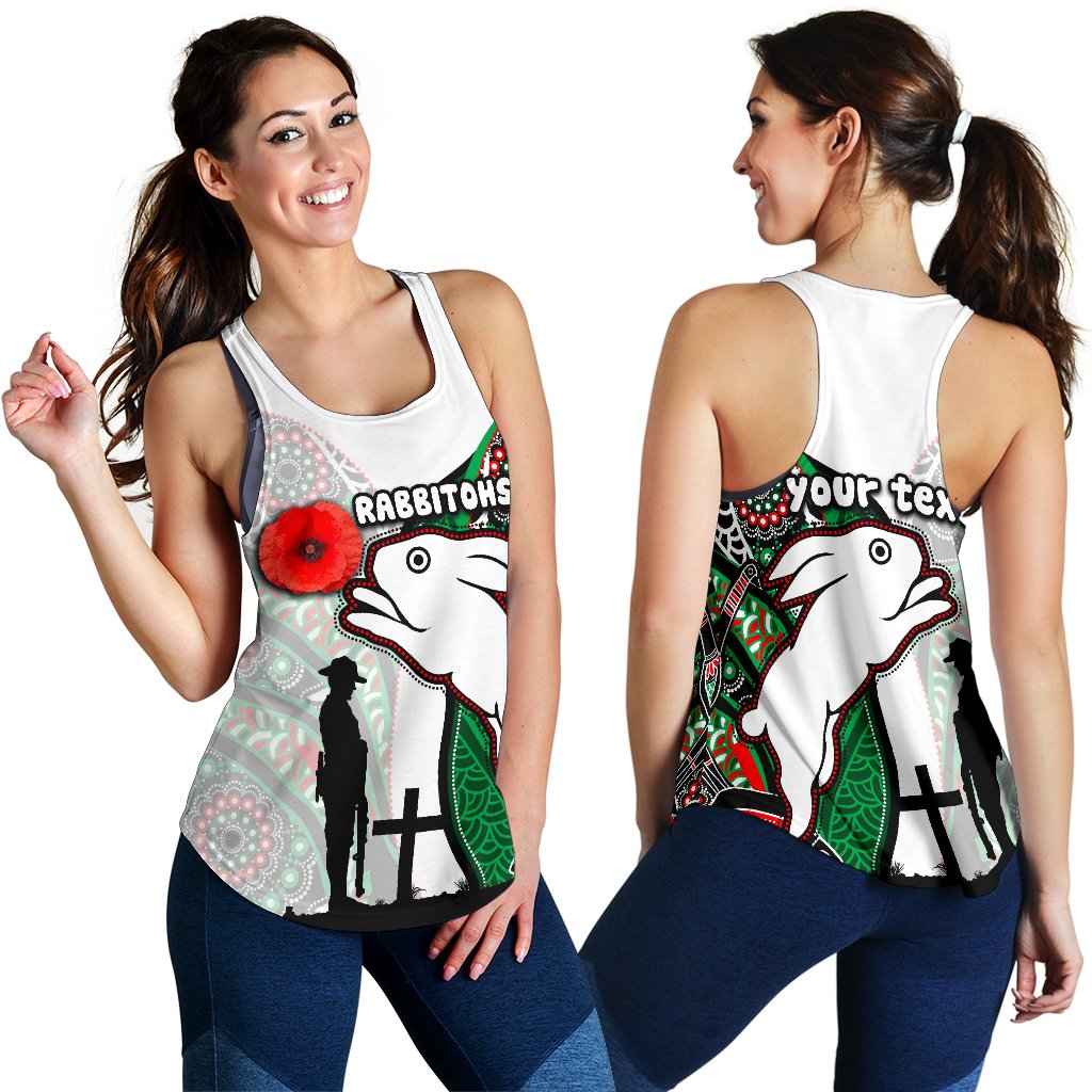 (Custom Personalised) Rabbitohs Women's Racerback Tank Indigenous Anzac Day - Vibe Hoodie