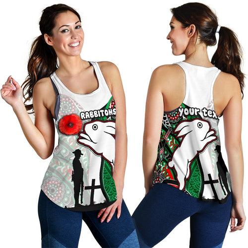 (Custom Personalised) Rabbitohs Women's Racerback Tank Indigenous Anzac Day - Vibe Hoodie