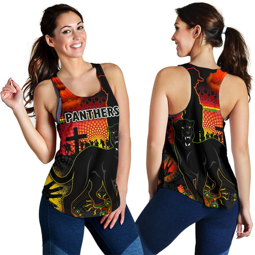 Penrith Women Racerback Tank Indigenous Panthers Anzac Day Lest We Forget - Vibe Hoodie