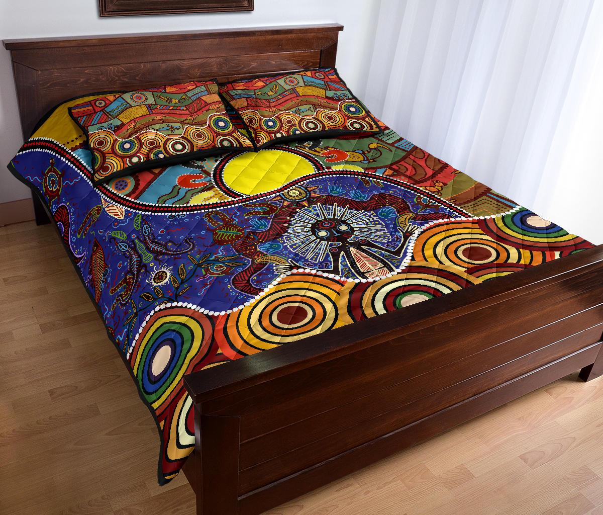 aboriginal-quilt-bed-set-shaman-people-and-animalsshaman-people-and-animals