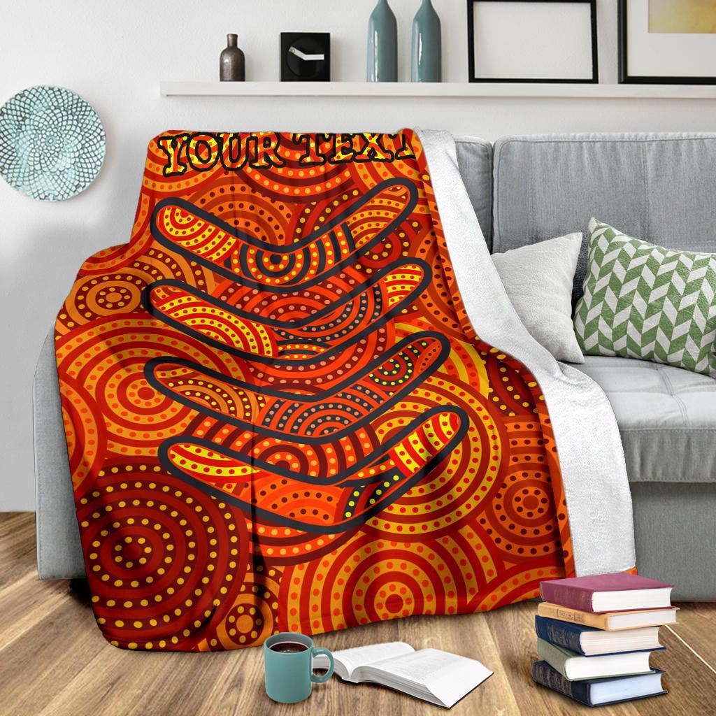 aboriginal-personalised-premium-blanket-aboriginal-boomerangs-and-dot-circle