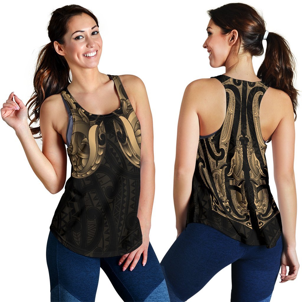Maori Ta Moko Women Racerback Tank New Zealand Gold - Vibe Hoodie
