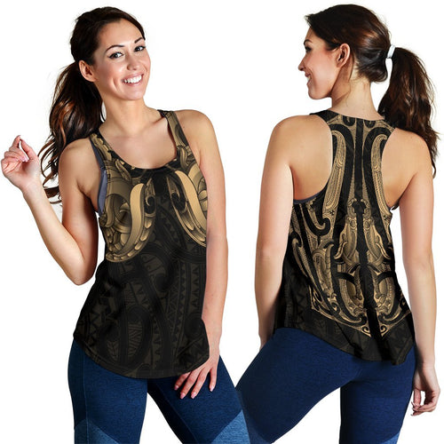 Maori Ta Moko Women Racerback Tank New Zealand Gold - Vibe Hoodie