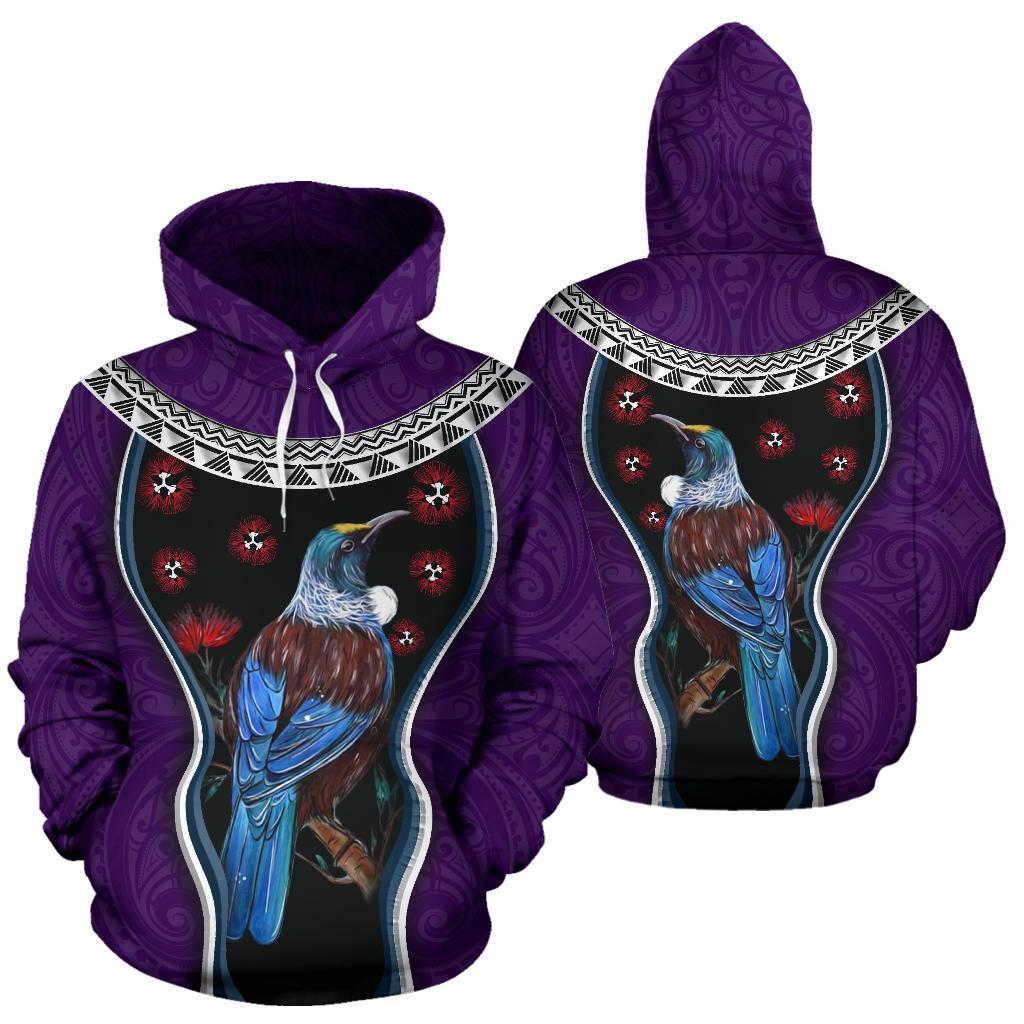 new-zealand-tui-bird-hoodie-pohutukawa-pullover-hoodie-purple