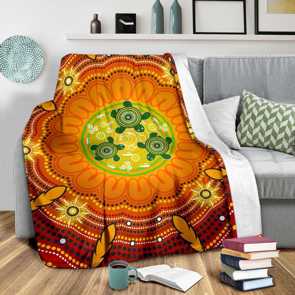 aboriginal-premium-blanket-turtle-circle-dot-painting-art