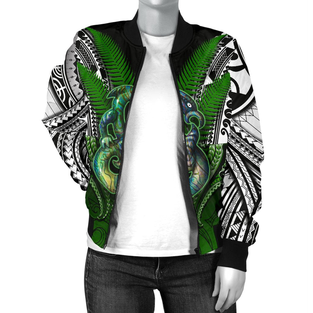 manaia-mythology-women-bomber-jacket-silver-fern-maori-tattoo