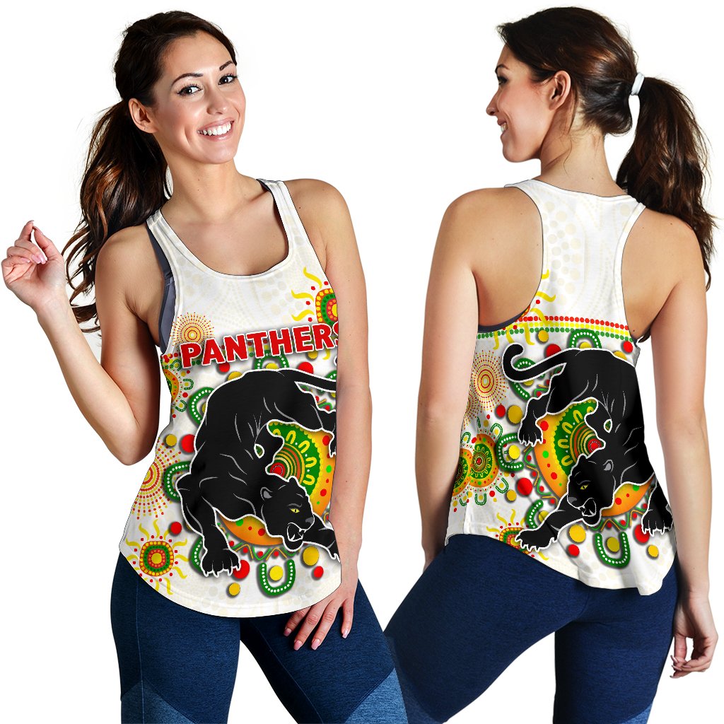 Penrith Women Racerback Tank Indigenous Panthers - White - Vibe Hoodie
