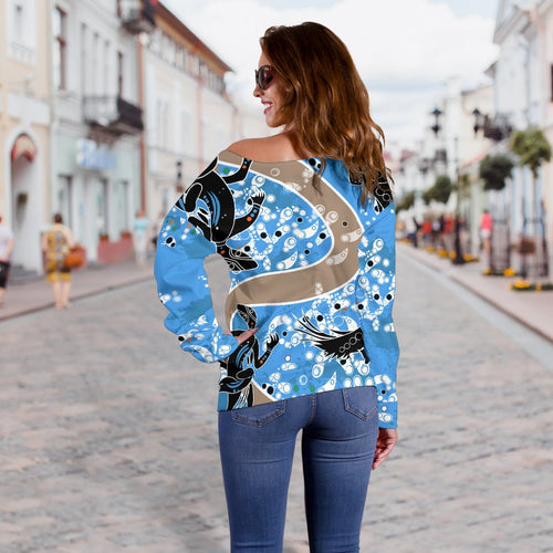 Knights Women Off Shoulder Sweater Aboriginal 2 - Vibe Hoodie