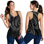New Zealand Maori Mangopare Women Racerback Tank Polynesian - Black - Vibe Hoodie