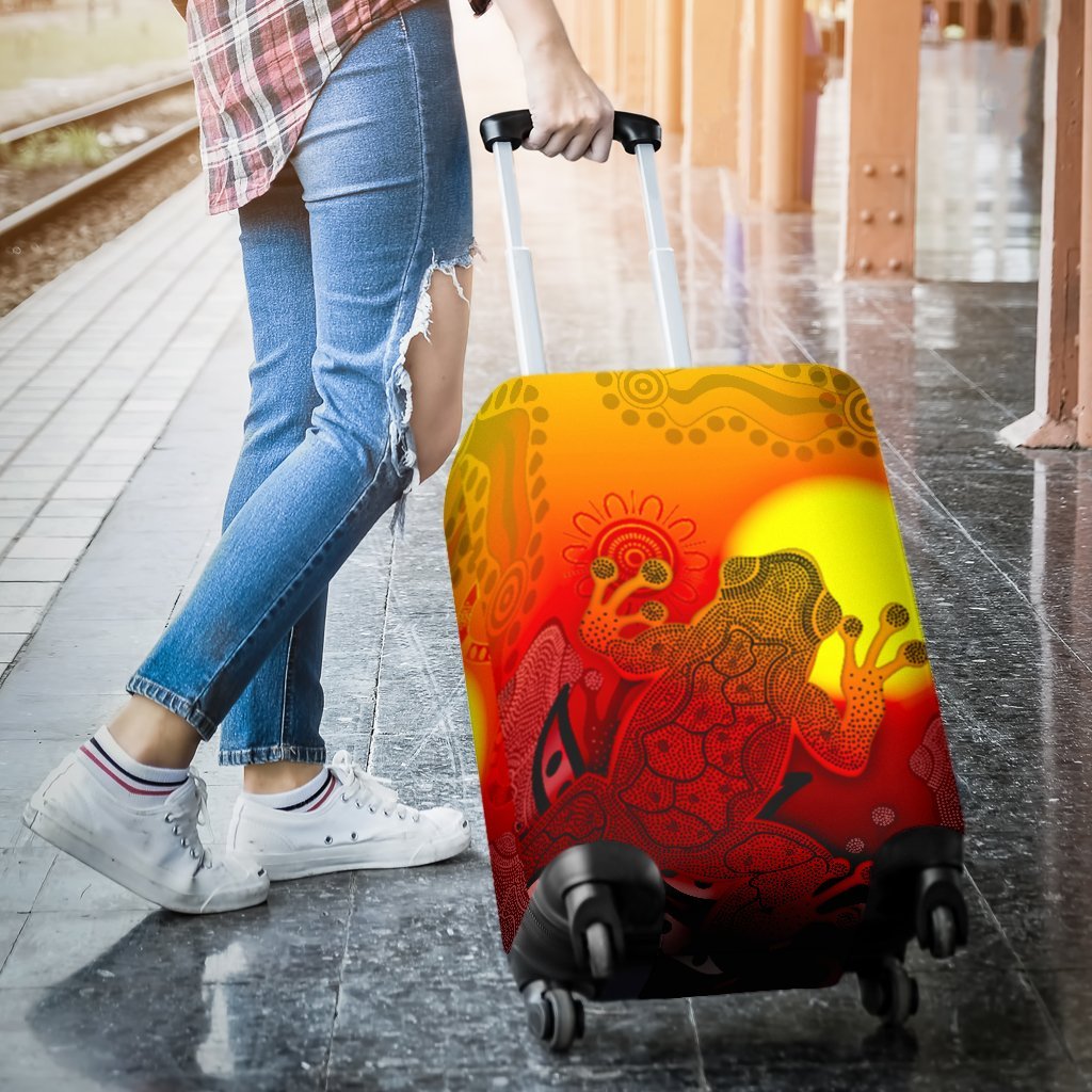 aboriginal-luggage-covers-indigenous-frog-red