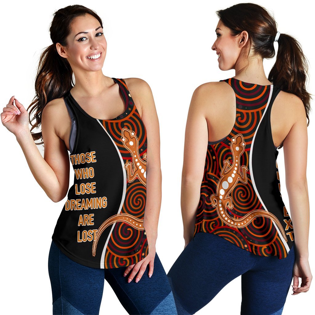 Aboriginal Personalised  Women's Racerback Tank - Indigenous Lizard Dreaming - Vibe Hoodie