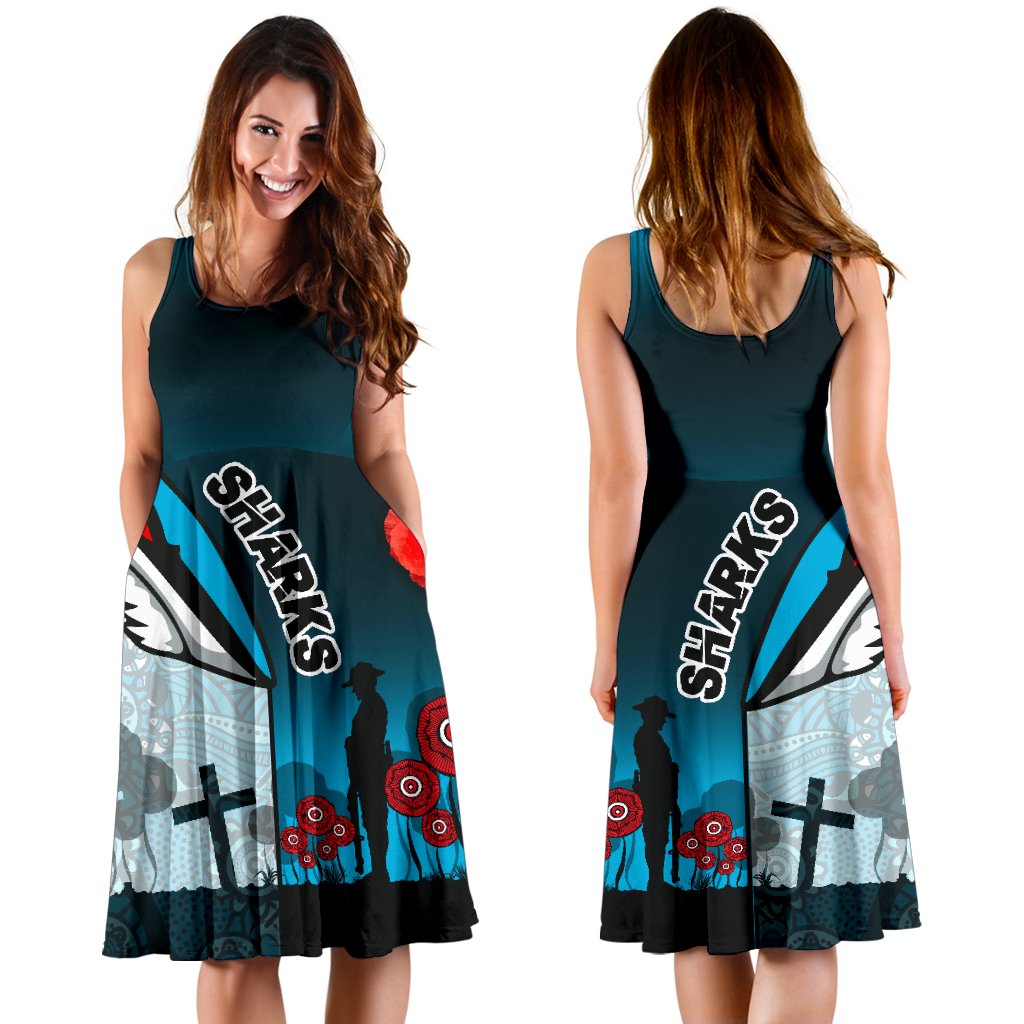 Sharks Women's Dress Cronulla Anzac Day - Vibe Hoodie