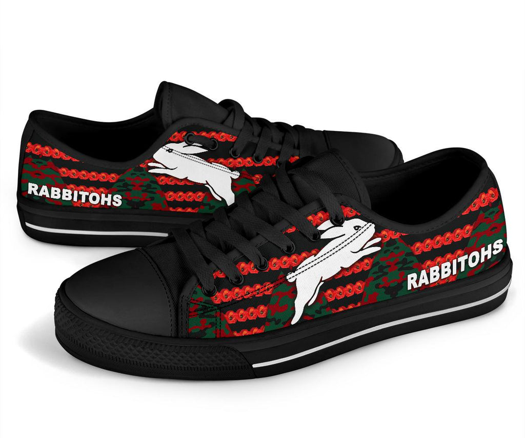 south-sydney-rabbitohs-low-top-shoe-anzac-day-poppy-flower-vibes