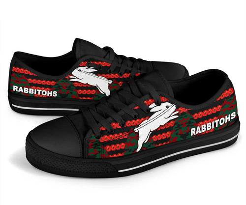 south-sydney-rabbitohs-low-top-shoe-anzac-day-poppy-flower-vibes