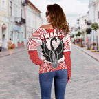 Sydney Women Off Shoulder Sweater Indigenous Swans - Vibe Hoodie