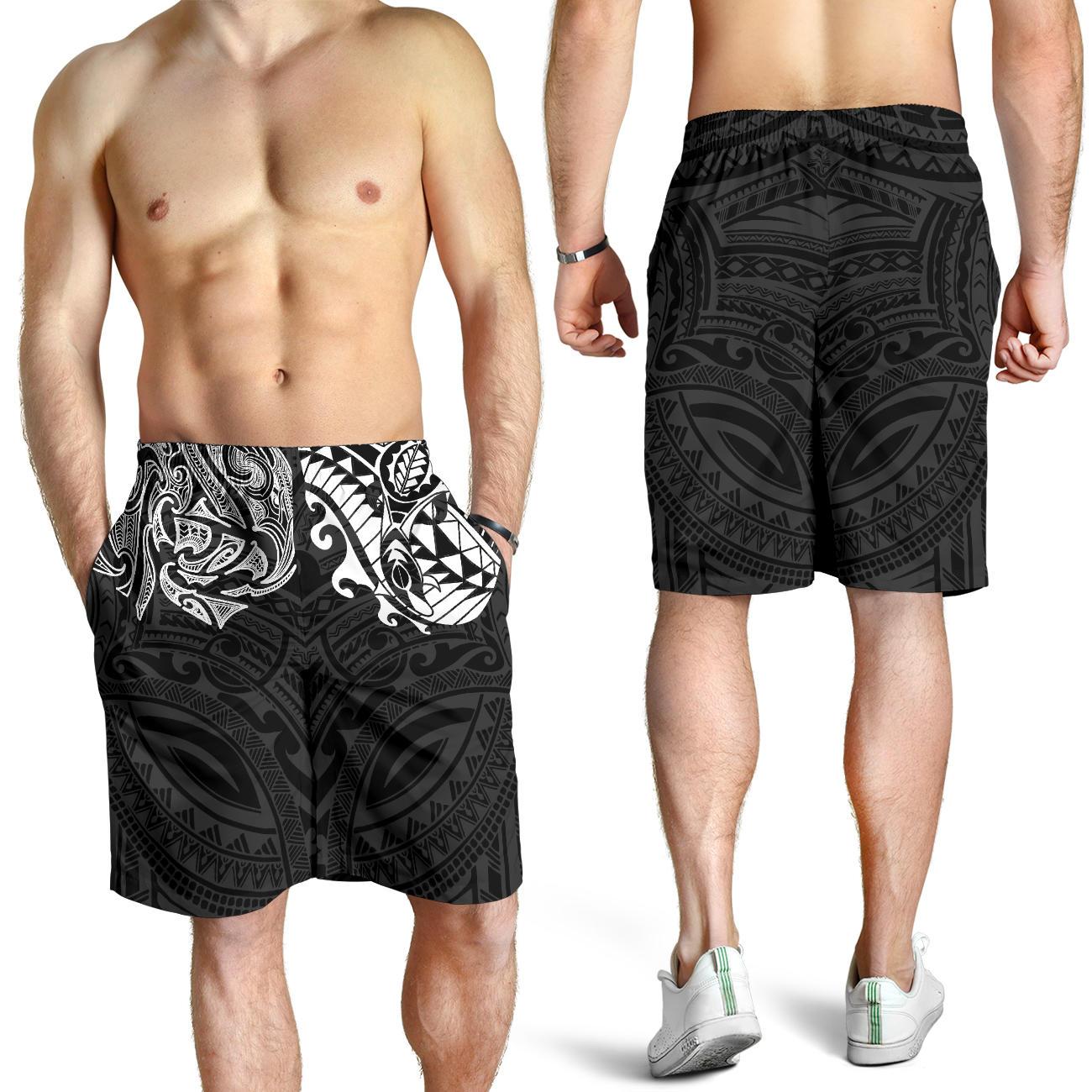 new-zealand-all-over-print-mens-shorts-maori-polynesian-tattoo-white
