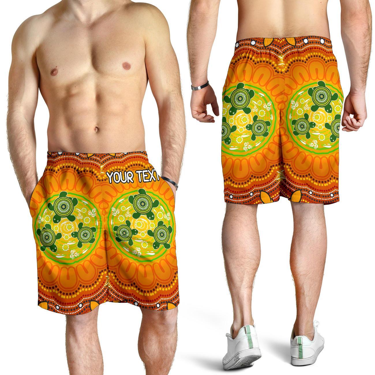 custom-text-aboriginal-mens-shorts-turtle-circle-dot-painting-art