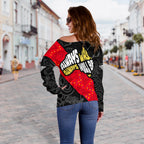 Bombers Naidoc Week Women's Off Shoulder Sweater Essendon Ingenious - Vibe Hoodie