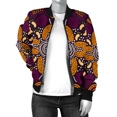 aboriginal-womens-bomber-jacket-flowers-dot-panting-art