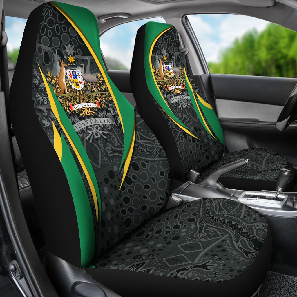aboriginal-car-seat-covers-australian-coat-of-arms-aussie-spirit-green