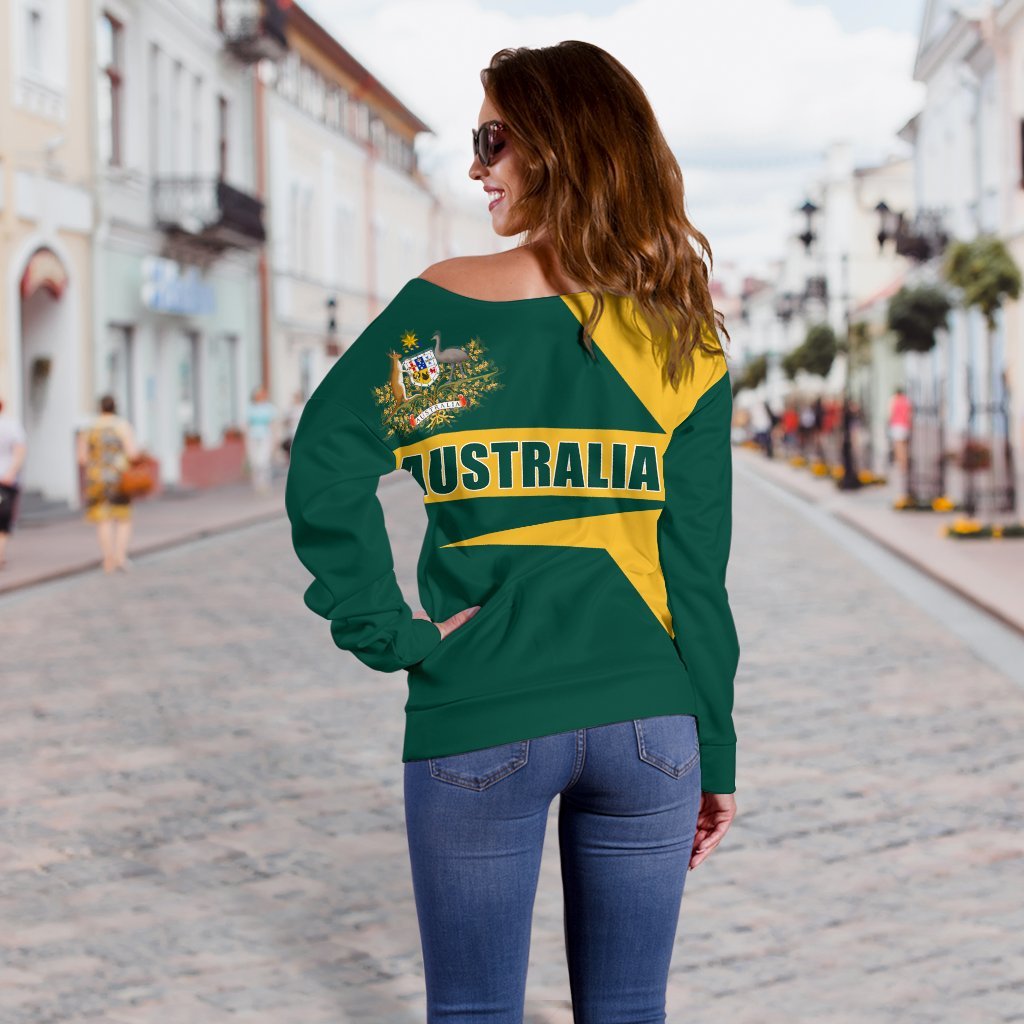 Women's Off Shoulder Sweater - Australian's Pride Ver02 - Vibe Hoodie