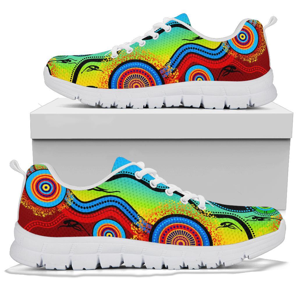 aboriginal-sneakers-flower-dot-painting-blue-dream