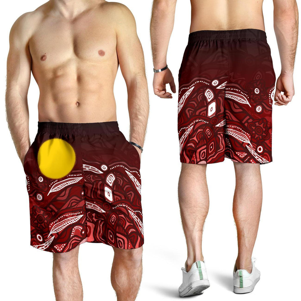 custom-text-aboriginal-mens-shorts-red-landscape-1