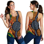 1st Australia Women Racerback Tank - Aboriginal Two Lizards Dot Painting Circle - Vibe Hoodie