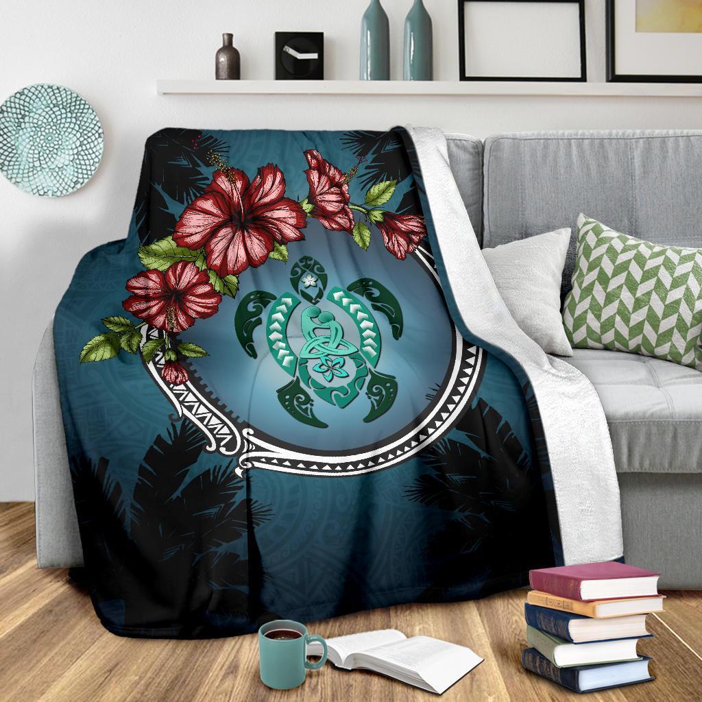 new-zealand-premium-blanket-polynesian-ohana-turtle-hibiscus-mother-son