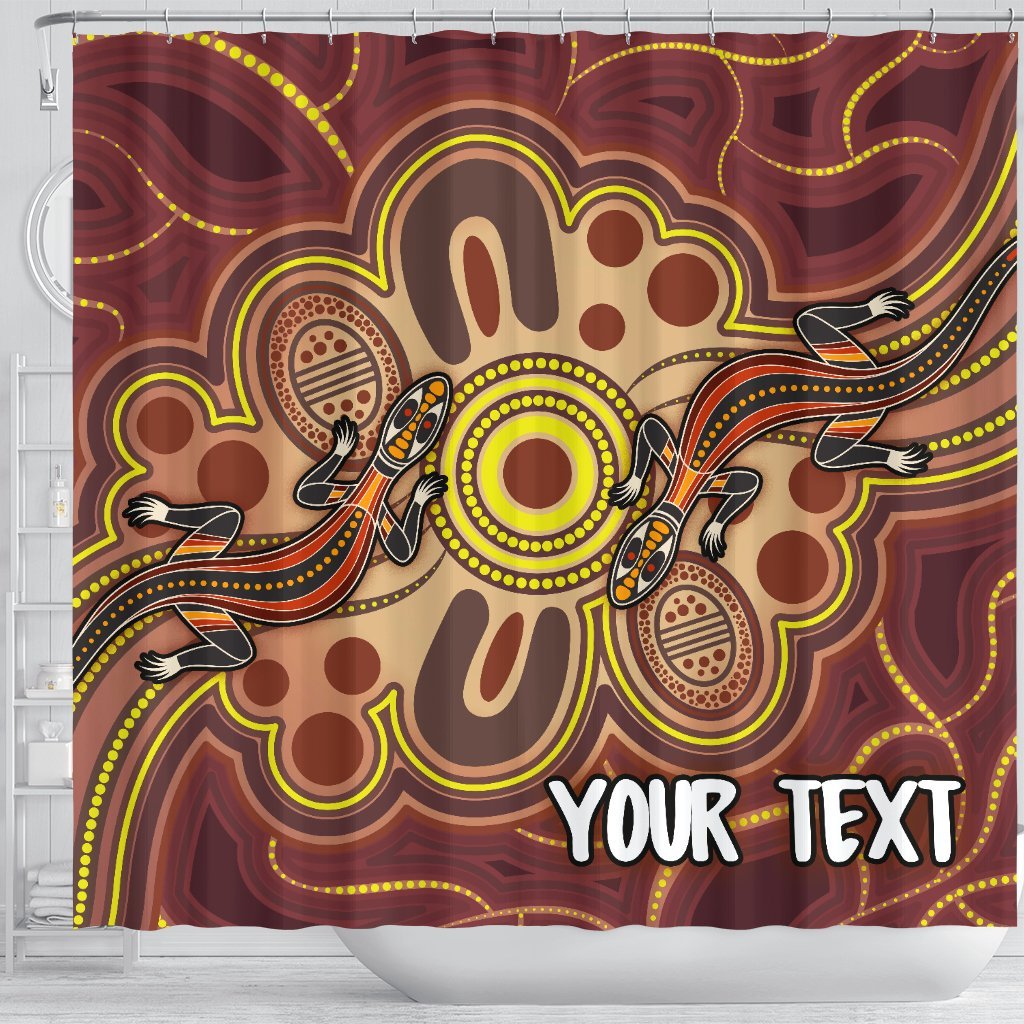 custom-aboriginal-shower-curtain-indigenous-lizard-dot-painting-art