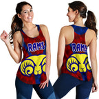 Adelaide Women's Racerback Tank Rams Merino Original - Red - Vibe Hoodie